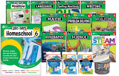 180 Days Homeschool Grade 6 Set: Every Subject, Every Day