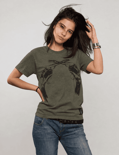 Crossed Pistols Crew Neck Tee in Green