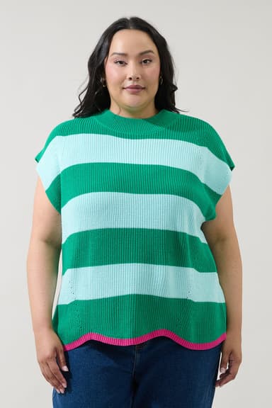 Jaylin Short Sleeve Stripe Sweater Curve