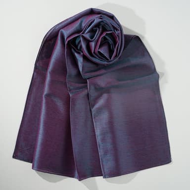 Silk Scarf / MOKU / Red Warp & Blue Weft