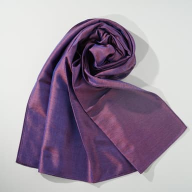 Silk Scarf / MOKU / Blue Warp & Red Weft