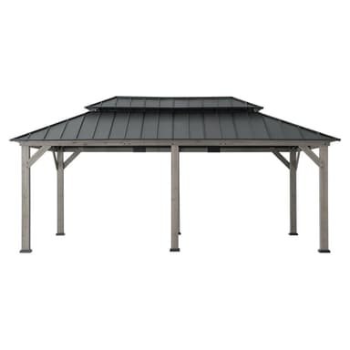Patio Wooden Gazebo with Ceiling Hooks, 12x20 - Standard Driftwood Cedar