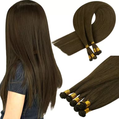 [US Only] Hand Tied Weft Extensions Dark Brown #4
