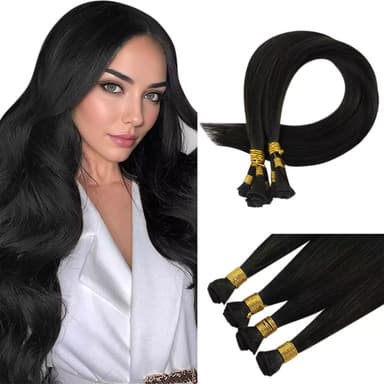 [US Only] Virgin Hand Tied Weft Extensions Off Black 24inch #1B