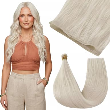 [US Only] Hybrid Weft Virgin Hair Extensions Whitest Blonde #1000