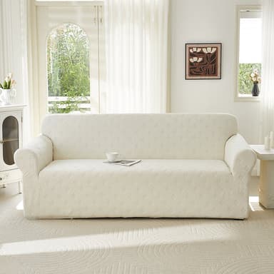 1 Piece Stretch Couch Covers for 3 Cushion Couch, Jacquard Sofa Cover with Non-Slip Elastic Bottom, Thickened Slipcover Furniture Protector for Dogs