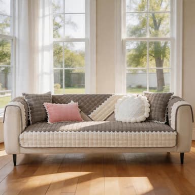 Farmhouse Rustic Sectional Couch Cover – Cotton Dog Sofa Slipcover, Soft Anti-Slip Furniture Protector for Pets ﻿ ﻿