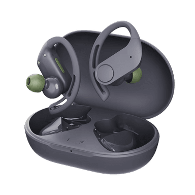 onn Wireless Sport Earbuds with Comfort Grip Ear Hooks, Black