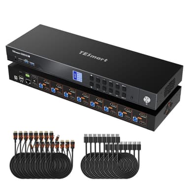HDMI 2.1 & DP 1.4 Dual 8K60Hz KVM-Switch für 8 PCs & 2 Monitore, mit ADI-Chip, EDID, VRR, FVA, ALLM und Dynamic HDR