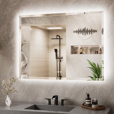 Beveled Backlit Bathroom Mirror