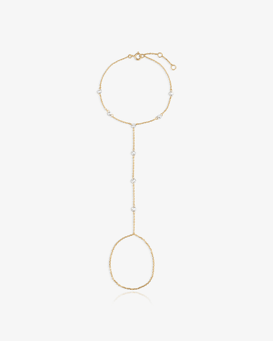 Rose-Cut Lab-Grown Diamond Hand Chain - 14k Solid Gold