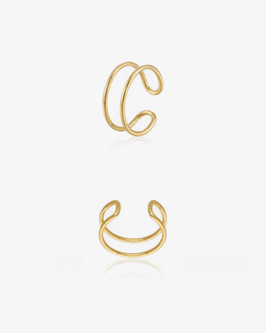 Double Ring Ear Cuff - 14k Yellow Gold Fill