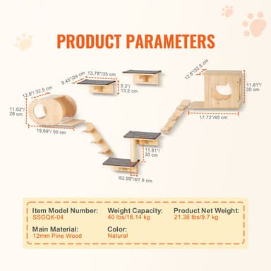 7-Piece Wall-Mounted Cat Shelves and Perches