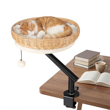 360° Rotatable Clamp-On Cat Bed for Desks