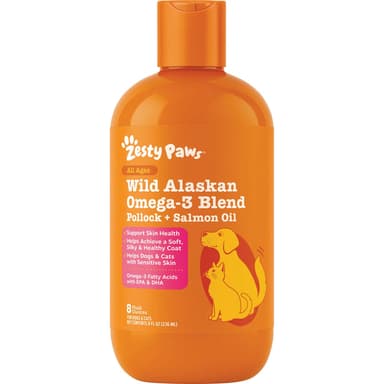 Zesty Paws Wild Alaskan Salmon Oil Formula - For Dog & Cat - 8oz
