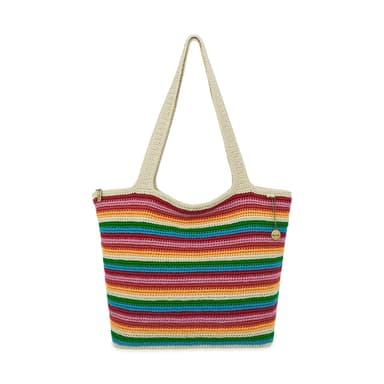 Sola Carryall Tote - Hand Crochet - Rainbow Stripe