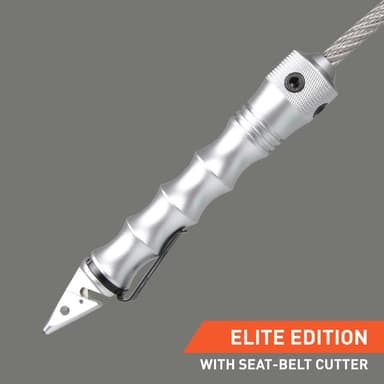 Stinger Whip Car Emergency Tool with Seat Belt Cutter and Window Breaker (Elite Edition, Platinum)