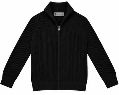 T.O. Collection Men Full Zip Knit Ribbed Sweater