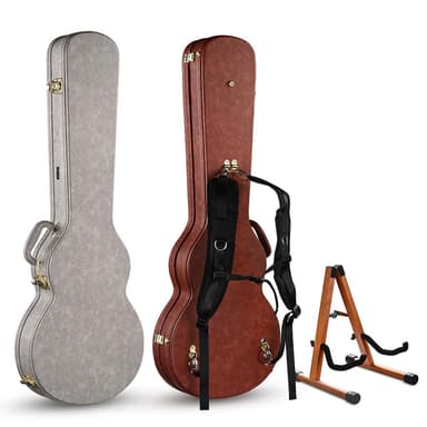 TheLAShop Backpack Electric Guitar Case with Stand for LP-Style Guitars