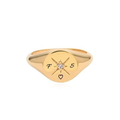 Kate Compass Ring with Cubic Zirconia in Gold Plating