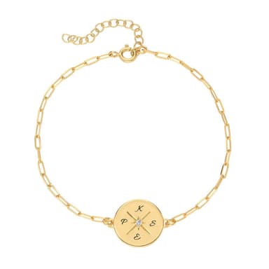 Queens Compass Bracelet with Cubic Zirconia in Gold Vermeil
