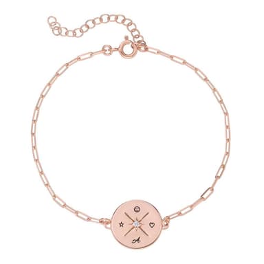 Queens Compass Bracelet with Cubic Zirconia in Rose Gold Plating