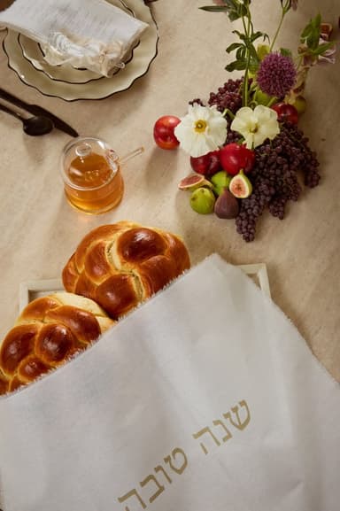 Linen shana tova Challah Cover | Adina Moss Collection
