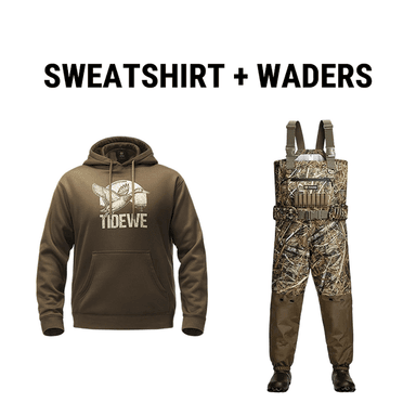 Waterproof Camo Waders & 300 GSM Fleece Hunting Hoodie Bundle