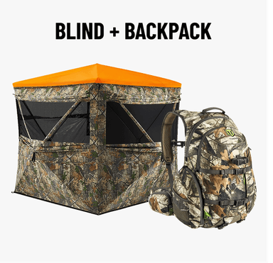 FlipGuard 270 3-4 Person Pop-Up Hunting Blind & Waterproof Camo Hunting Backpack Bundle