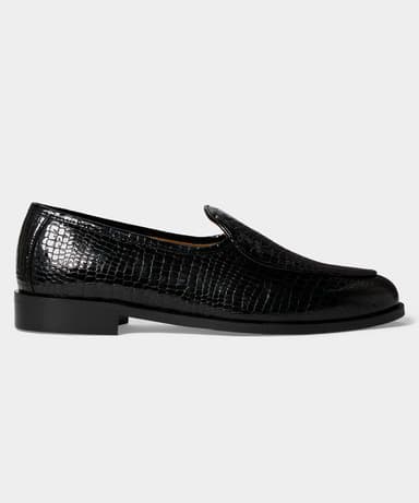 Jacques Solovière Leather Croc Stamp Loafer