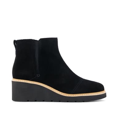 Womens Mina Wedge Boot Water Repellent Black Suede