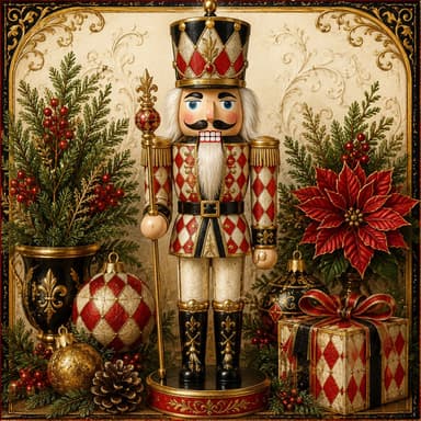 Ornate Harlequin Nutcracker Christmas Metal Sign TTE-785