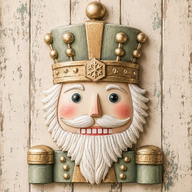 Sage Green & Gold Nutcracker Christmas Metal Sign TTE-782
