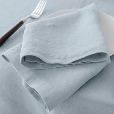 100% French Linen Napkins Set of 4 (20'' x 20'') - Blue