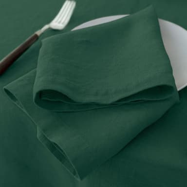 100% French Linen Napkins Set of 4 (20'' x 20'') - Forest Green