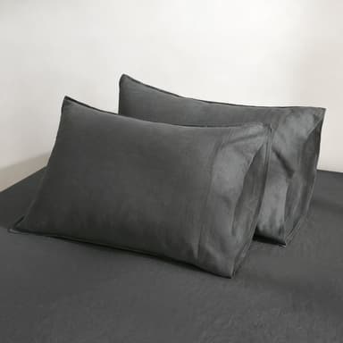 100% Pure French Linen Pillowcases (Set of 2) - Charcoal