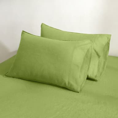 100% Pure French Linen Pillowcases (Set of 2) - Avocado