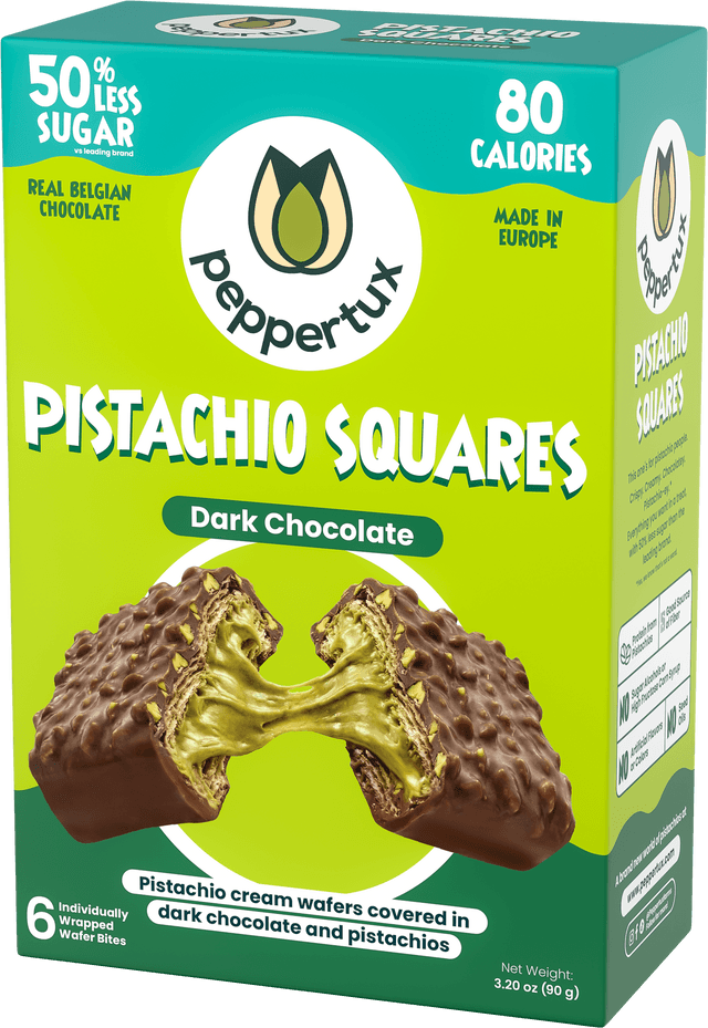 Pistachio Squares - Dreamy Pistachio Cream Wafer Covered in Dark Chocolate
