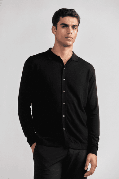 Lightweight Cashmere Button-Down | Black
