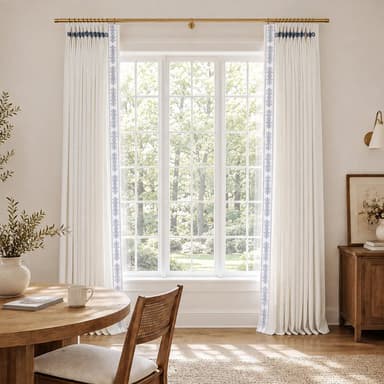 Liz Linen Knotted Triple French Pleat Curtain with Trim Border (Sold per Pair)