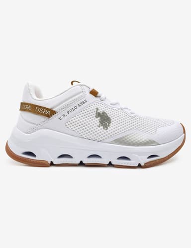 USPA WOMENS WHITE SILVER LATTICE SNEAKER