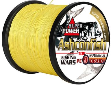 Ashconfish 9 Strands Braided Fishing Line 15-310 lb., 100-500 Meters/109-547 Yards, Yellow