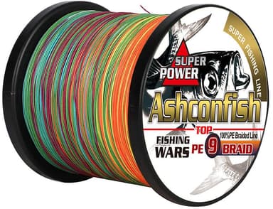 Ashconfish 9 Strands Braided Fishing Line 15-310 lb., 100-500 Meters/109-547 Yards, Rainbow