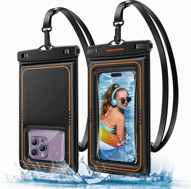 Floating Waterproof Phone Pouch IPX8 Dry Bag for iPhone 17 Pro Max Samsung S25 Ultra Up to 7.0"-2-Pack