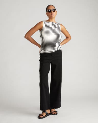 Noyack Breton Stripe Boatneck Tank - Ecru/Black Stripe