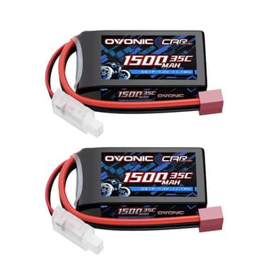 2-Pack Ovonic 2S 1500mAh 7.4V 35C Shorty Pack LiPo Battery with Deans T-Plug for RC Car Truck