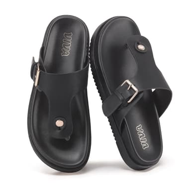 Women's Toe Post Flat Sandals with Buckle Strap