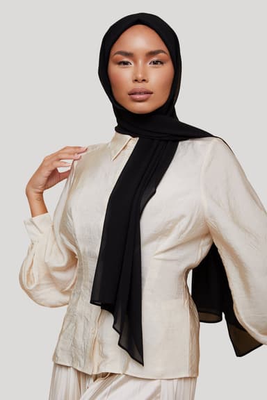 Small Luxury Chiffon Hijab - Black