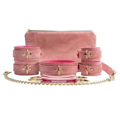 Rose Luxury Pink Suede Bondage Kit with Storage Case