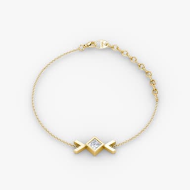 Arrow Bracelet in 14k Yellow Gold | 0.15 carat Princess Cut VRAI Created Diamond